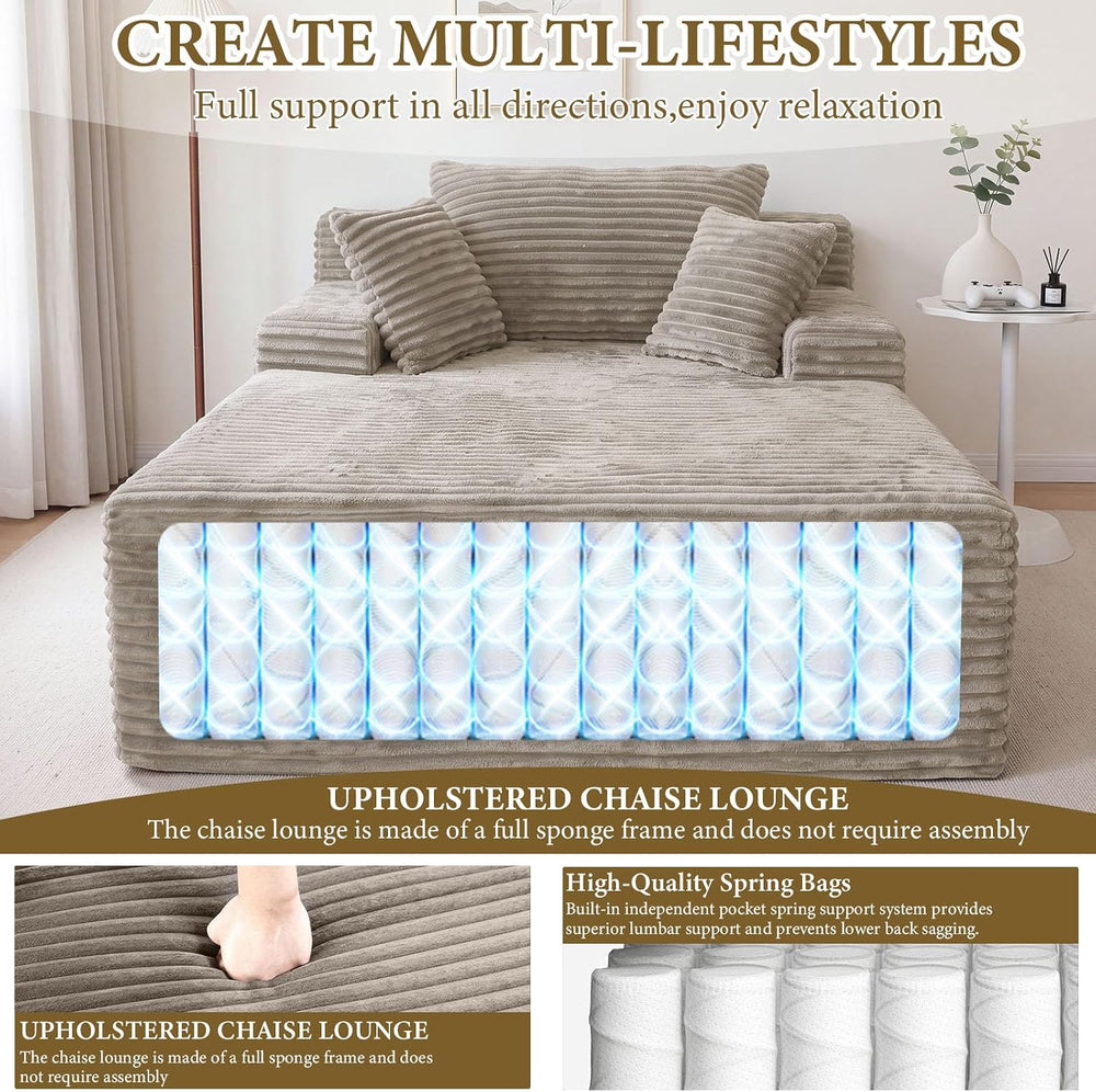 65" Oversized Boneless Chaise Lounge Chair, Cloud Reading Chair