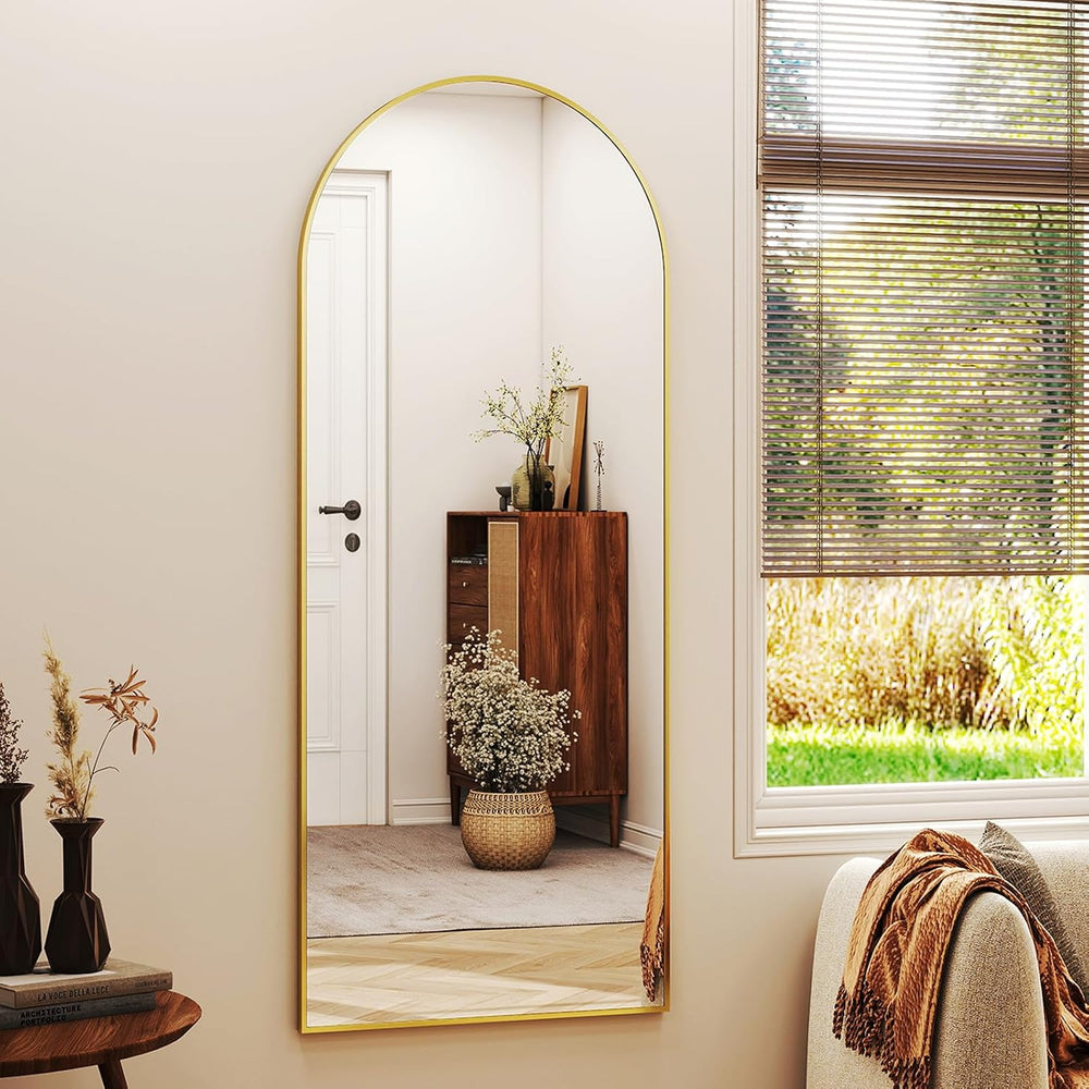 XRAMFY 56" x21 Gold Arched Full Length Mirror Floor Mirrors with Stand