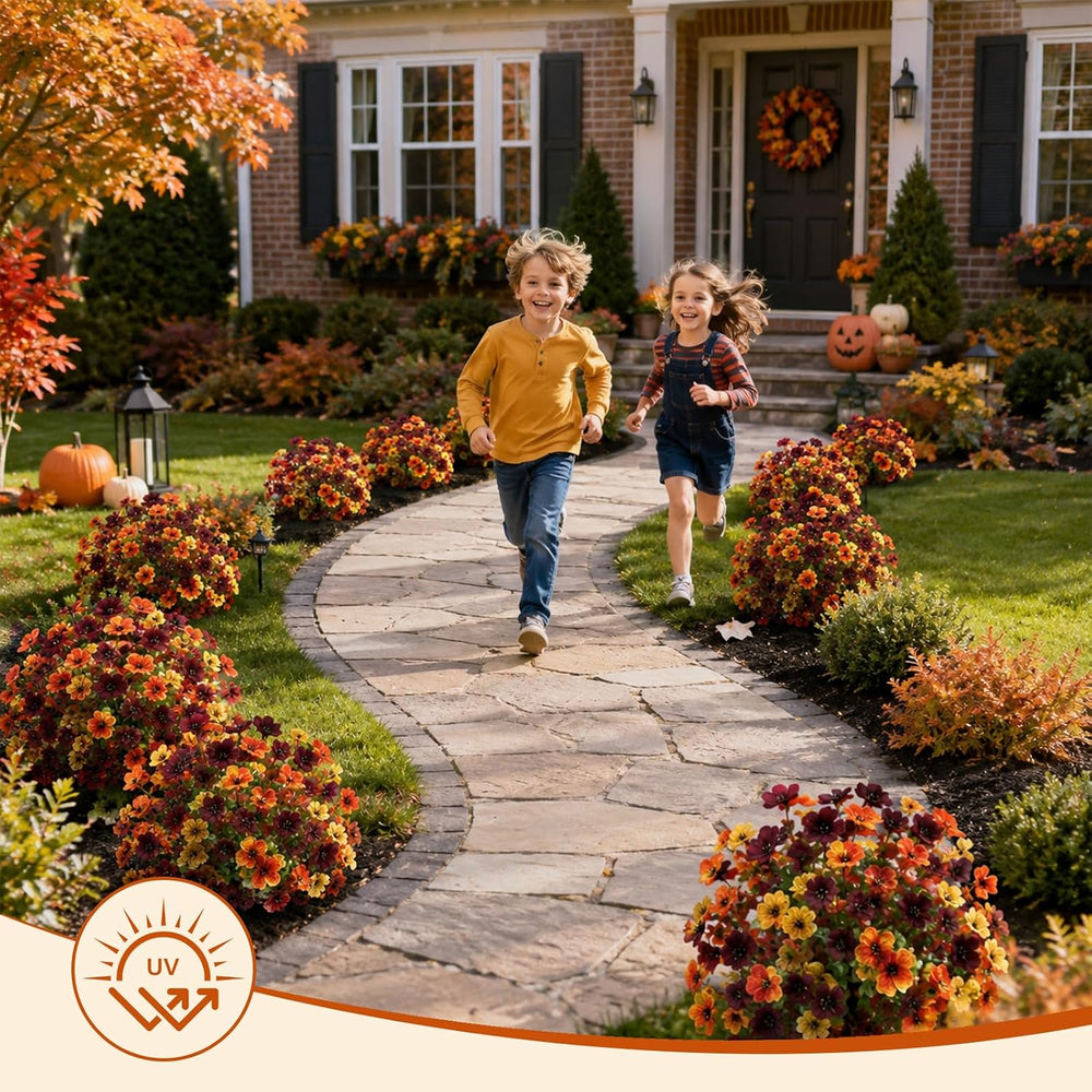 2 Pack Fall Artificial Topiary Ball Trees, UV Resistant Artificial Outdoor Sh...