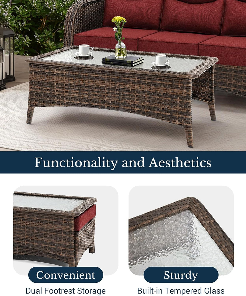 HILLGA Luxury Outdoor Patio Furniture Set with 6-Inch Thick Cushions