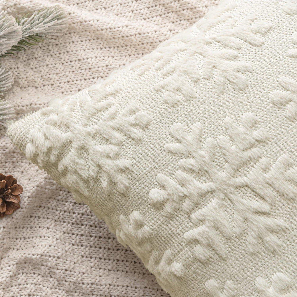 MIULEE Christmas Cream White Throw Pillow Covers Snowflakes Decorative 26×26 ...