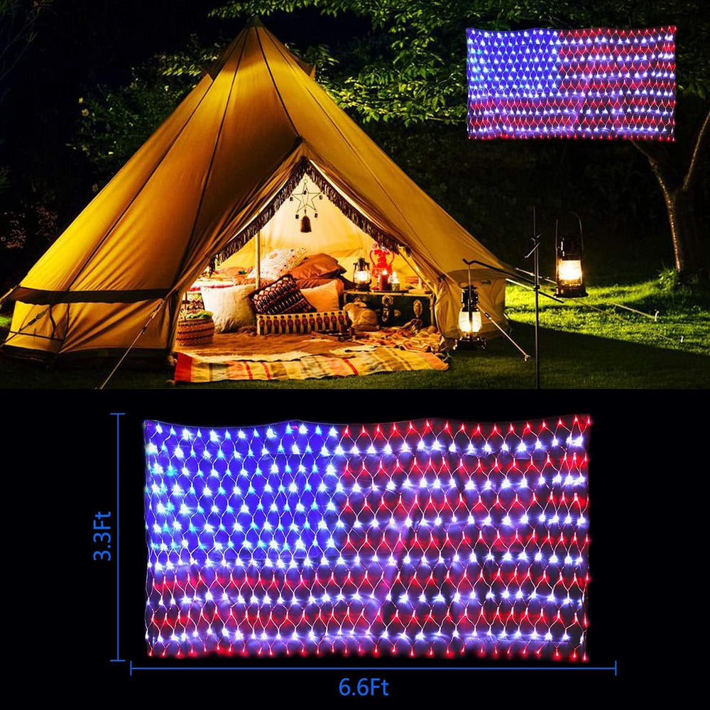 Decute American LED Flag Net Lights - 420 LED 4th of July Decorations Outdoor...
