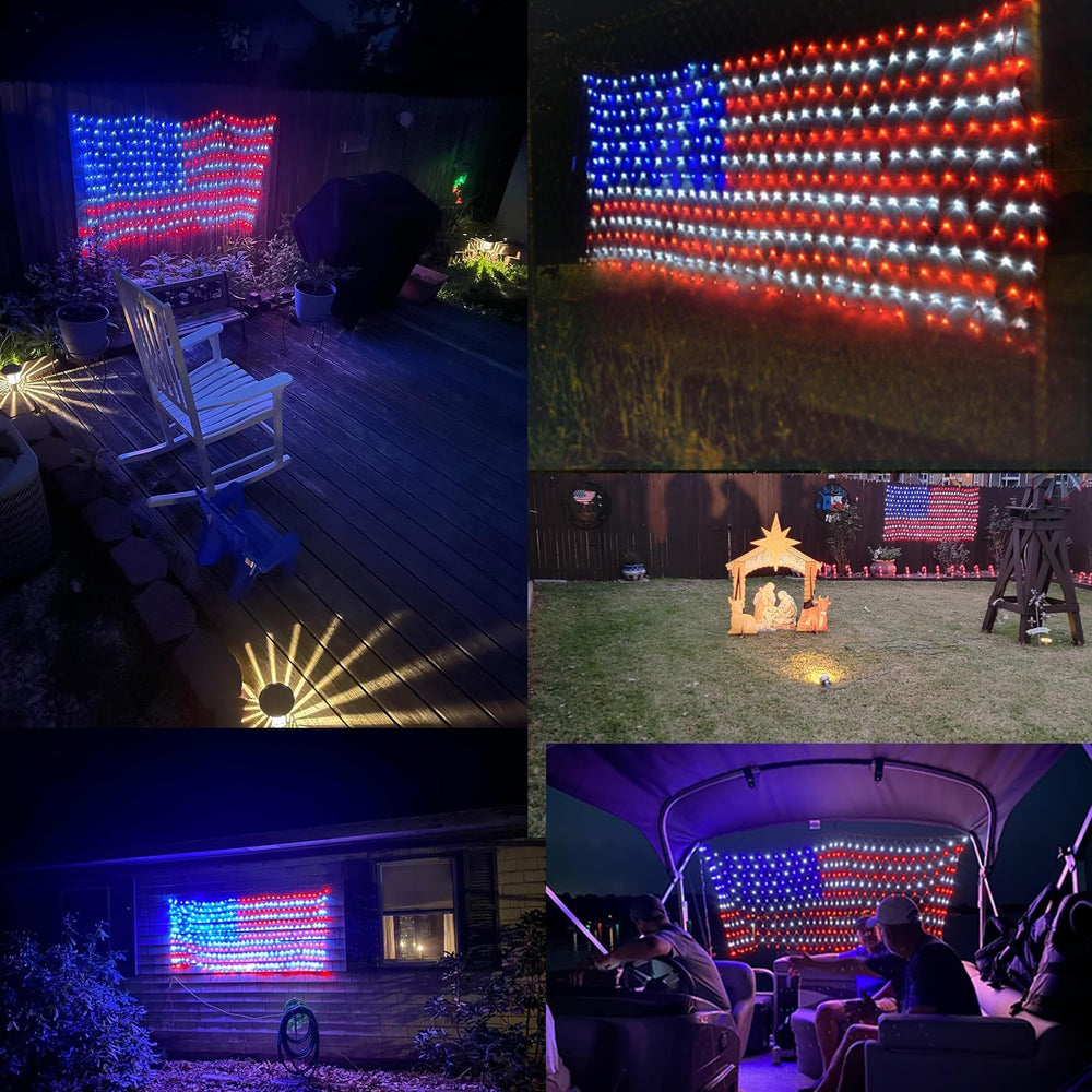 YULIANG LED American Flag Lights,6.5ft*3.2ft Waterproof Led Flag Net Light Ou...