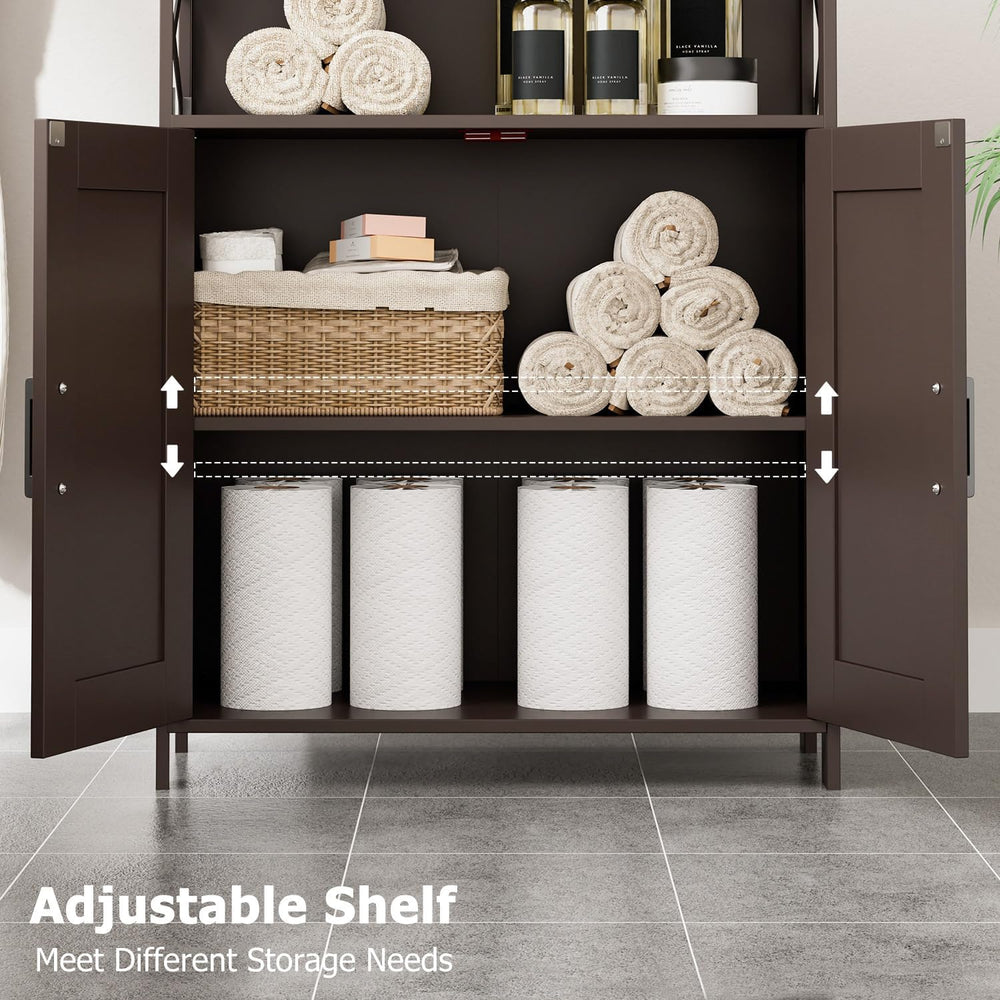 Homhedy Farmhouse Bathroom Storage Cabinet with Doors, Small Floor Cabinet