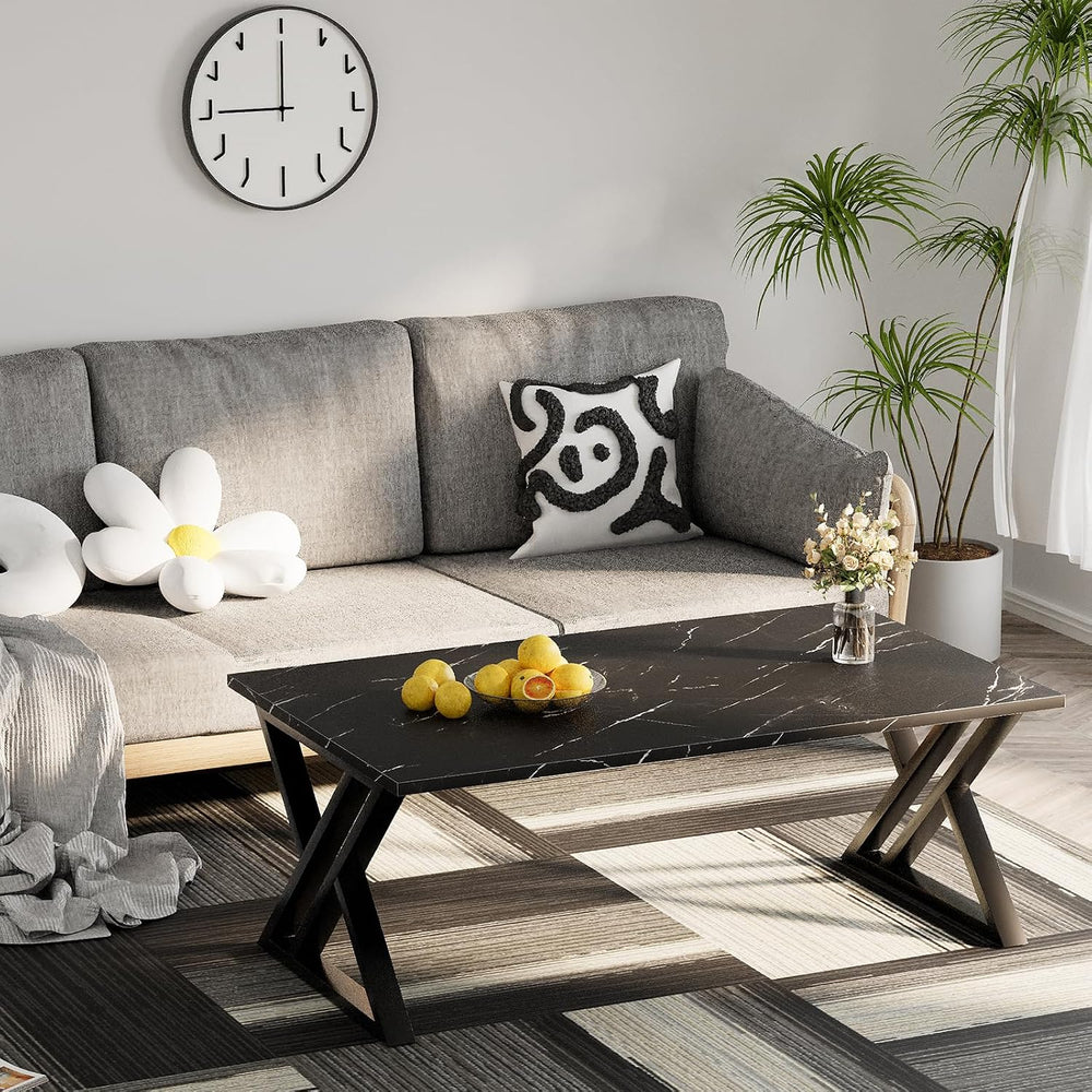 Wolawu Coffee Table Living Room Tables Black Coffee Tables for Home Office
