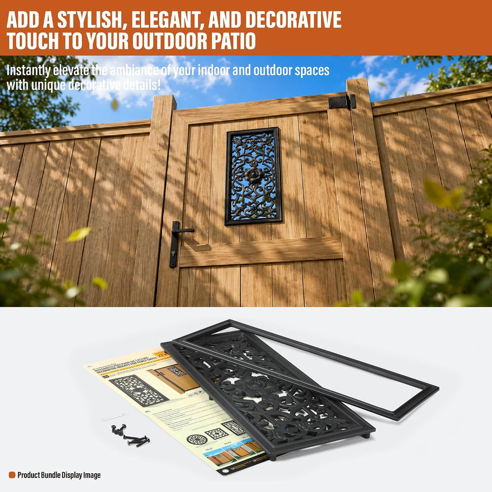 23 Inch Long Rectangle Fence Gate Decorative Insert – AD-42 Cast Aluminum Orn...