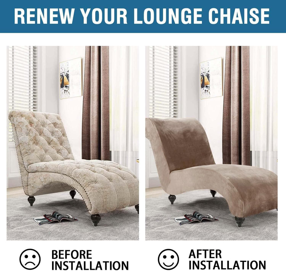 H.VERSAILTEX Chaise Lounge Cover Indoor Velvet Chaise Slipcover High Stretch ...
