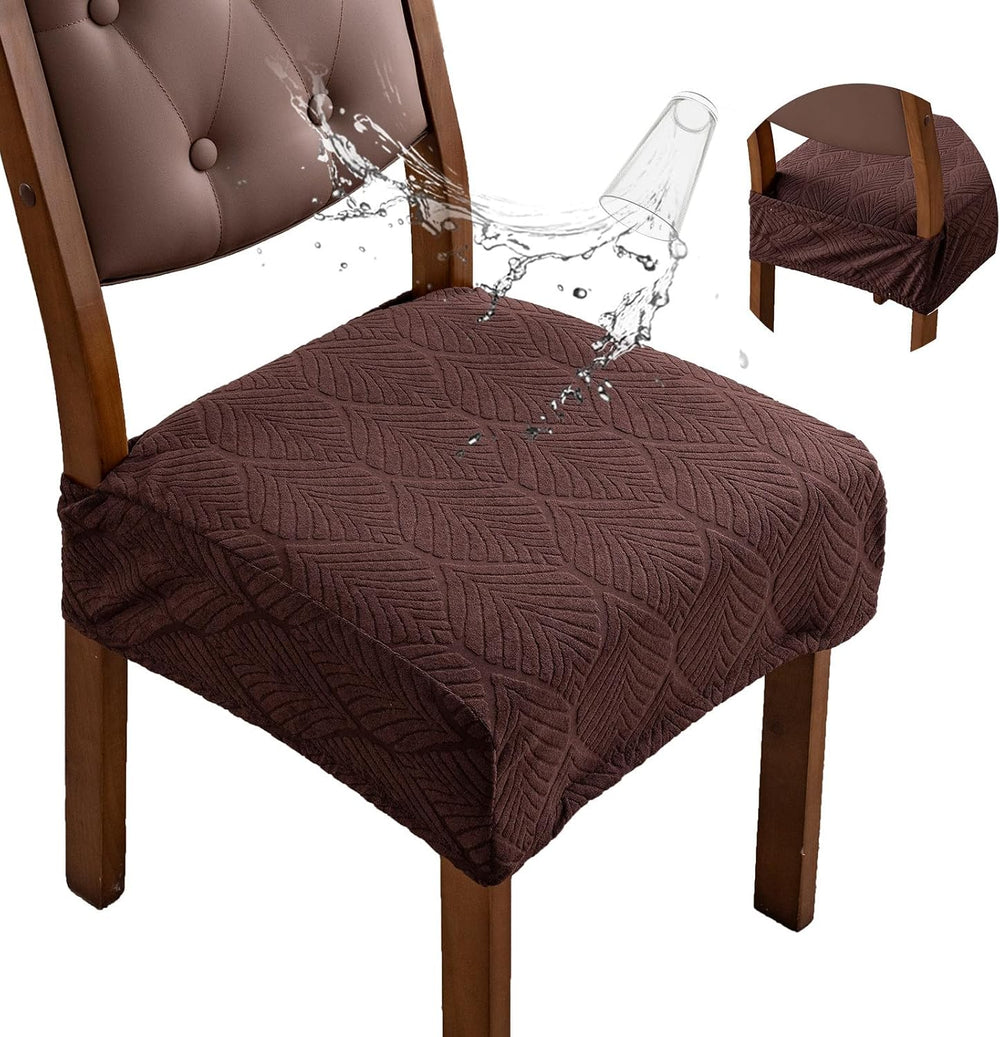 Waterproof Stretch Chair Seat Covers, Set of 4 Chocolate