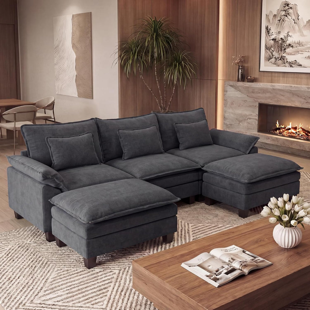 URRED Oversized Modular Sectional Sofa,Dark Gray:122" U Shaped