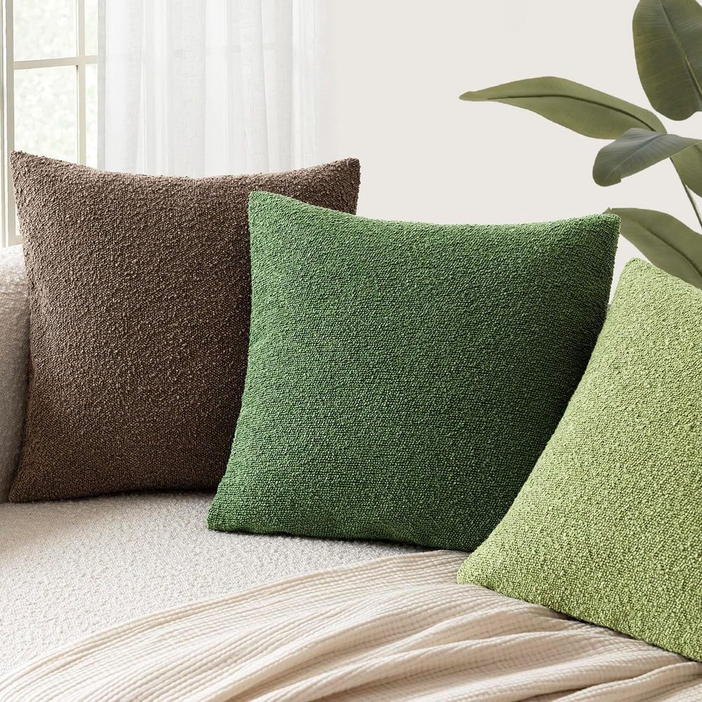 Foindtower Decorative Textured Boucle Throw Pillow Cover 26x26 Forest Green