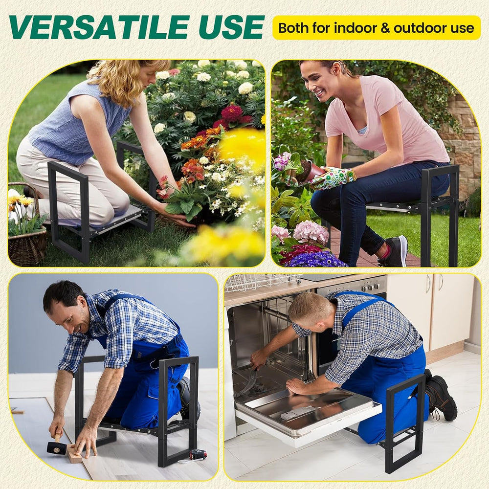 Garden Kneeler and Seat - Heavy Duty Folding Garden Stool with Handles, Stabl...