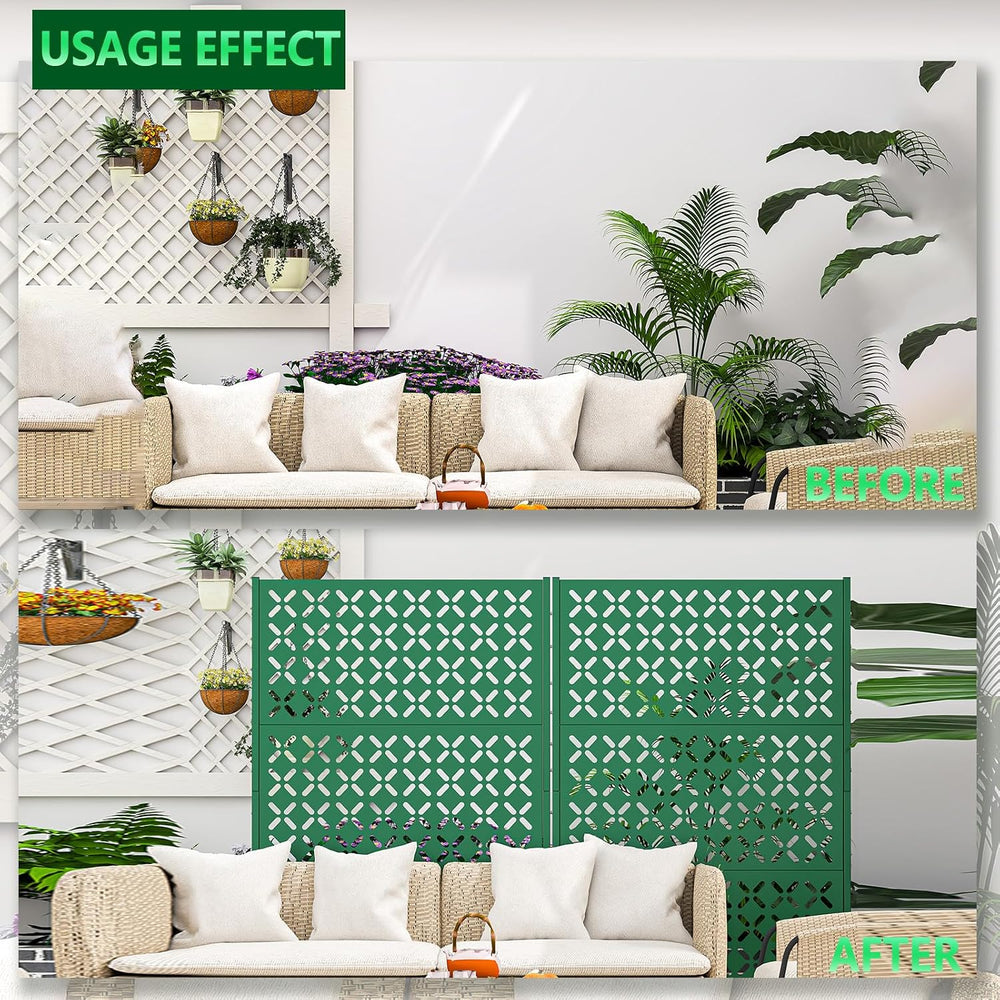 Green Metal Outdoor Privacy Screen Freestanding Privacy Screens,72" H x ...