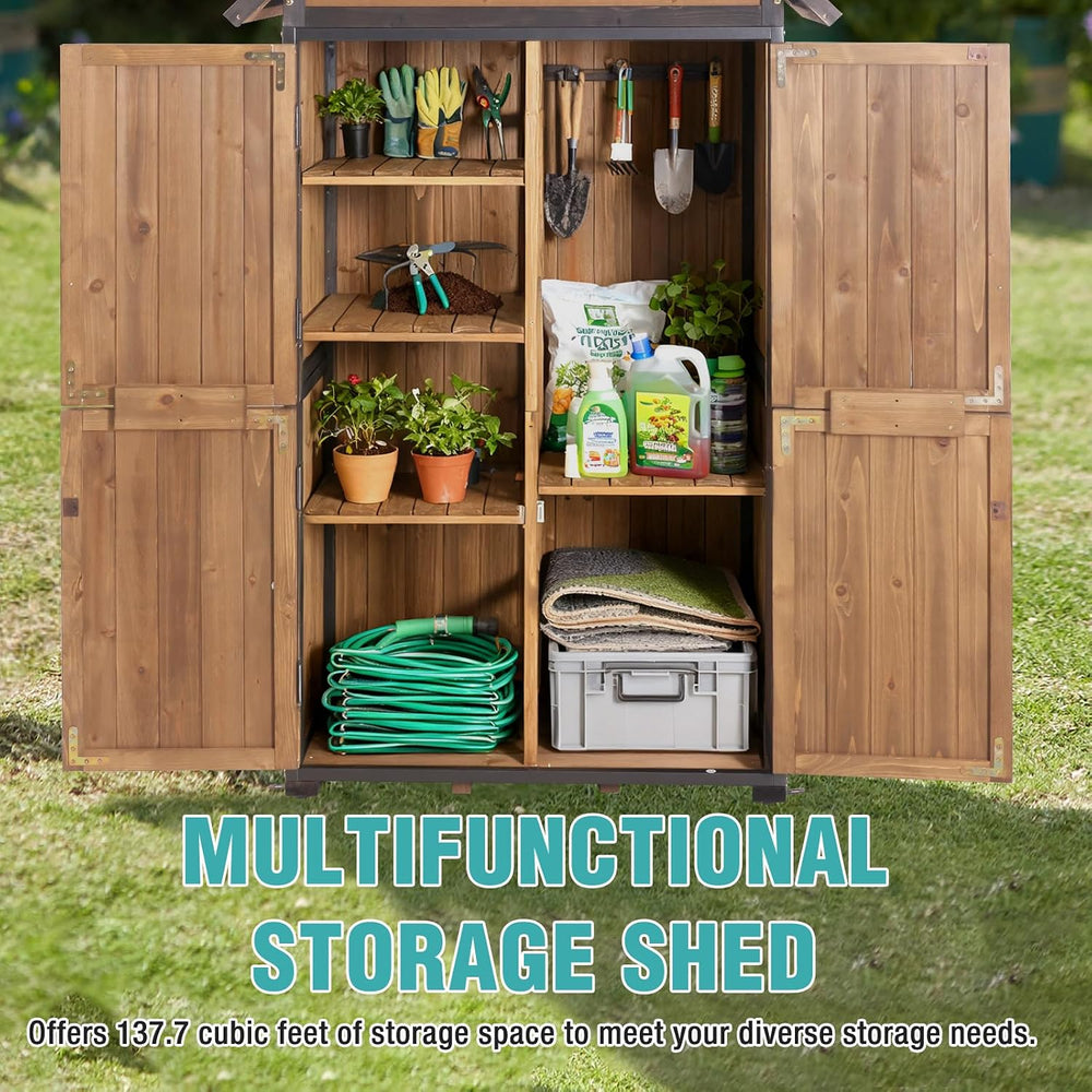 Outdoor Storage Cabinet,Garden Shed with Metal Frame Adjustable Shelves