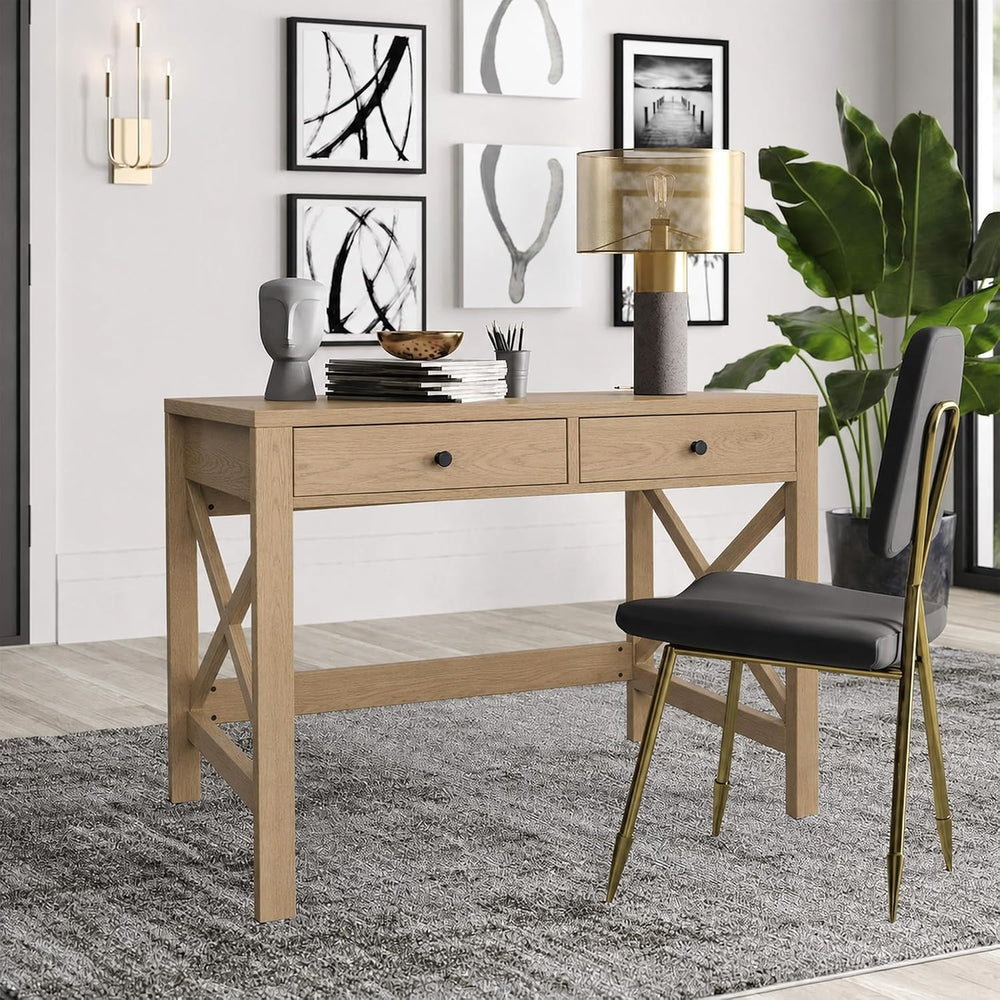 ChooChoo 39.4 Inches Farmhouse Computer Desk with 2 Drawers