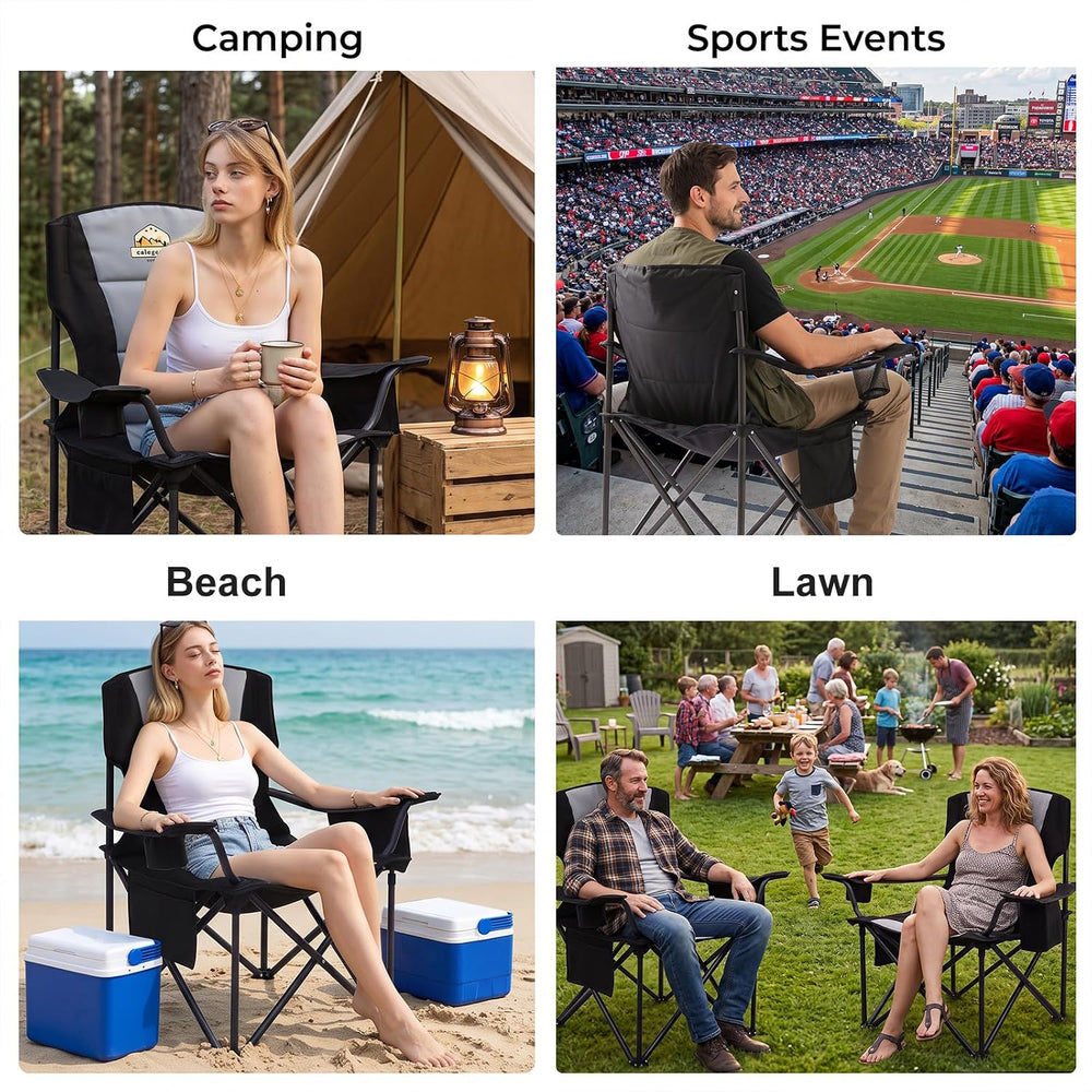 Colegence Oversized Heavy Duty Camping Chair for Adults, 450 lb, Black