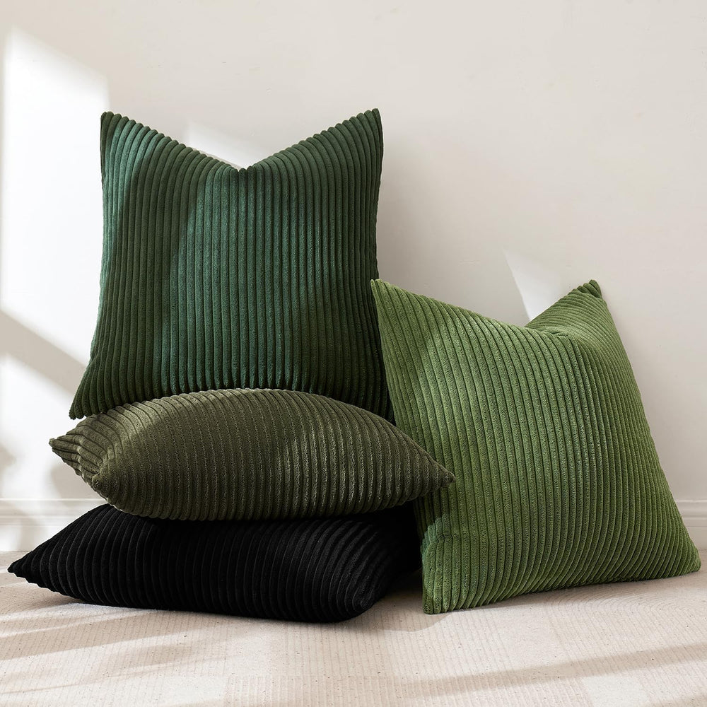 MIULEE Corduroy Decorative Christmas Pillow Covers Neutral Green 18x18