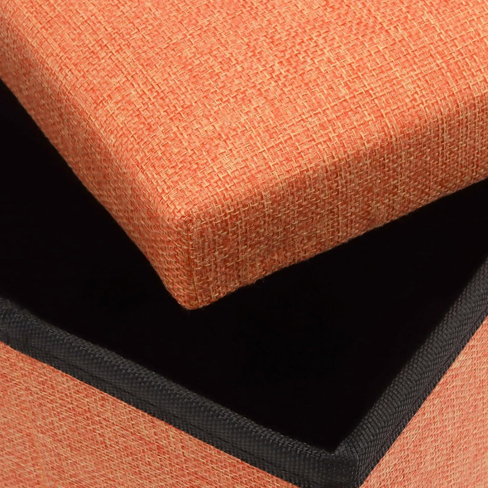 HOZEON 3 Pack 15.7 x 9.8 x 9.8 Inches Folding Storage Ottoman, Orange Rectang...