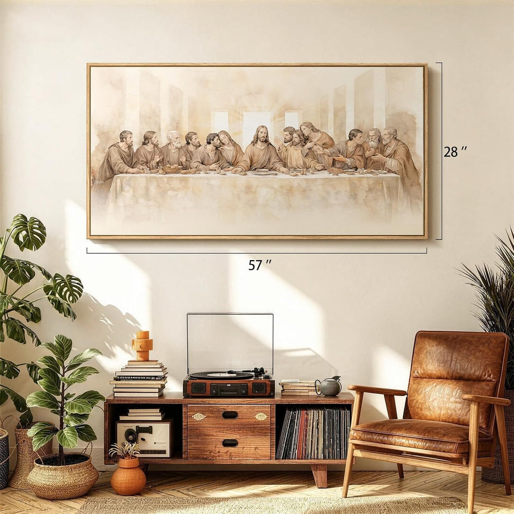 Extra Large Framed The Last Supper Wall Art for Dining Room, 28x57 In