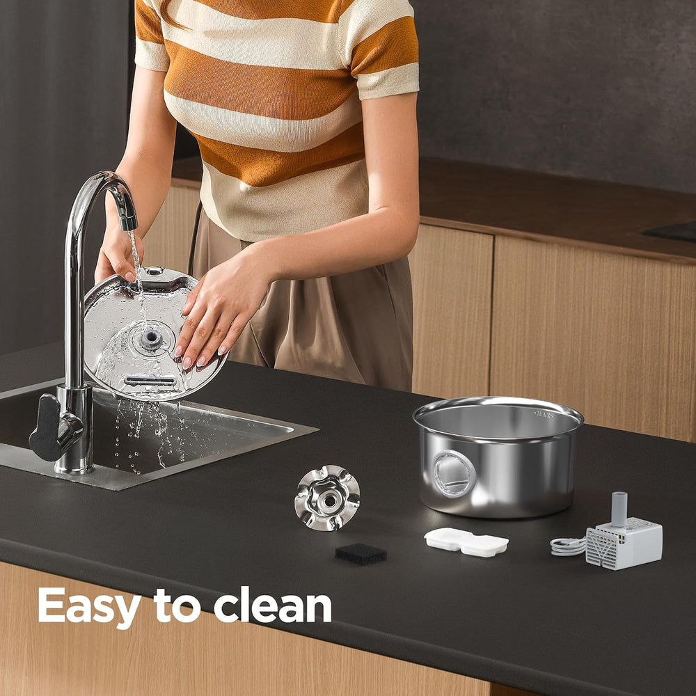 Cat Water Fountain Stainless Steel: Pet Fountain with 6 Filters & 3 Sponges