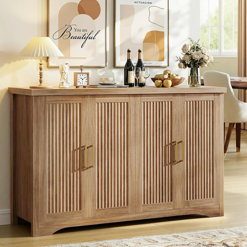 Memobarco Fluted Sideboard Buffet Cabinet with Storage 55.59",Natural Oak