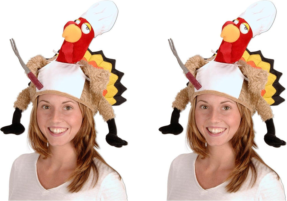 Beistle Unisex Plush Chef Turkey Hats, 2 Pieces – Thanksgiving Dinner Party S...