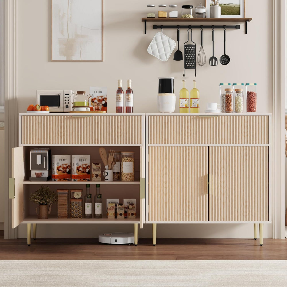 Housoul Sideboard Buffet Cabinet with 2 Doors and Large Drawer, Oak
