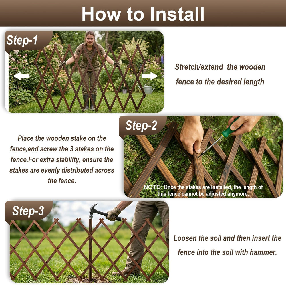 Avalution Decorative Garden Fence Outdoor,Total 12in(H) x 11.6 ft(L) 2 Pack