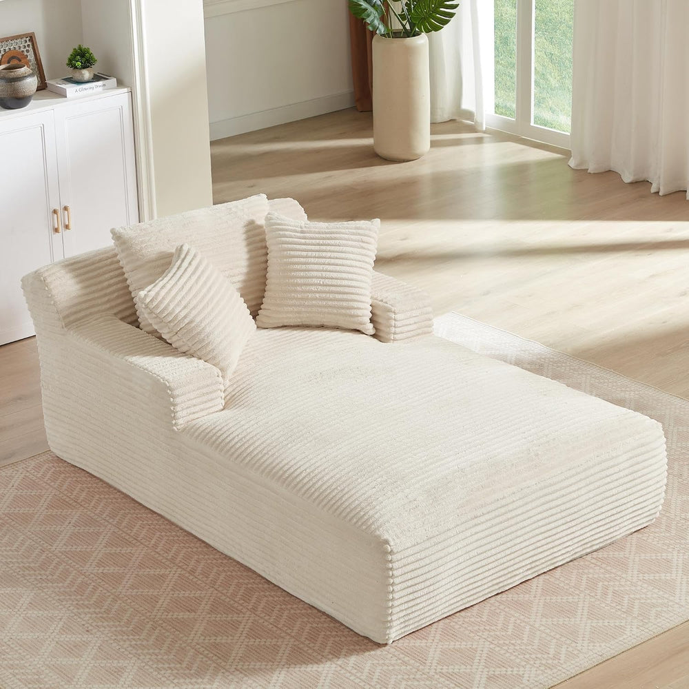 HANXIN Couch Chaise Lounge Chair Indoor, Boneless Sleeper Sofa Bed, Beige