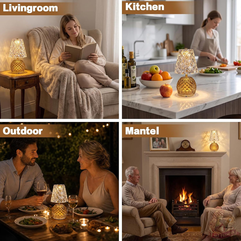 MJ PREMIER Rechargeable Table Lamp Cordless Mushroom Lamp with Timer Brown