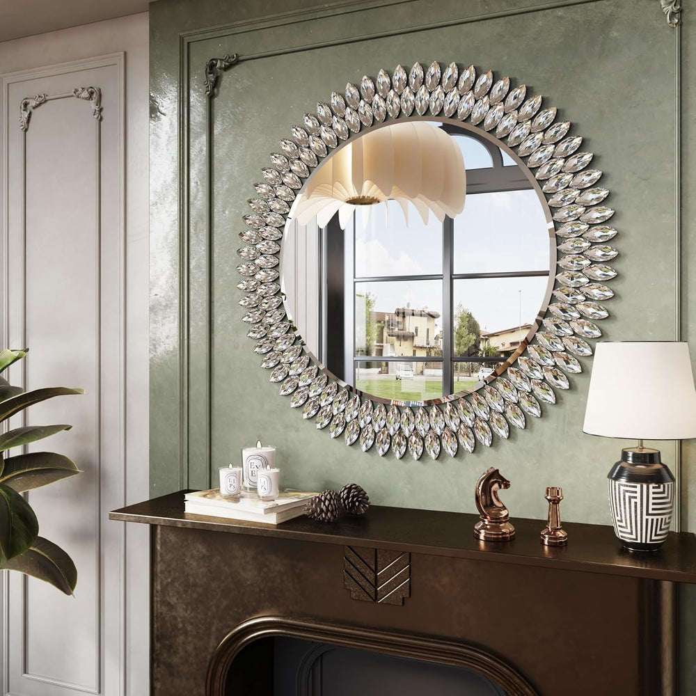 Kelly Miller 32" Jeweled Luxury Round Decorative Wall Mirror