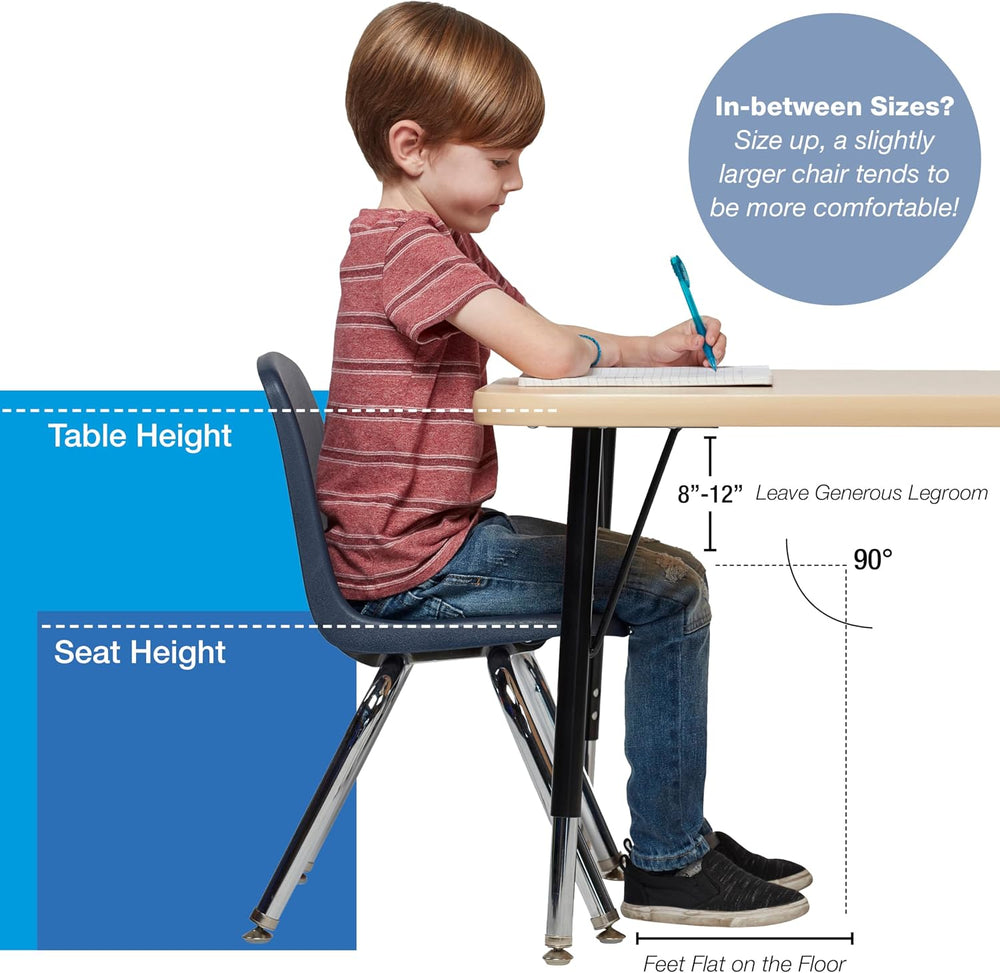 FDP 16" School Stack Chair with Swivel Glides, Navy, 6-Pack, 10368-NV