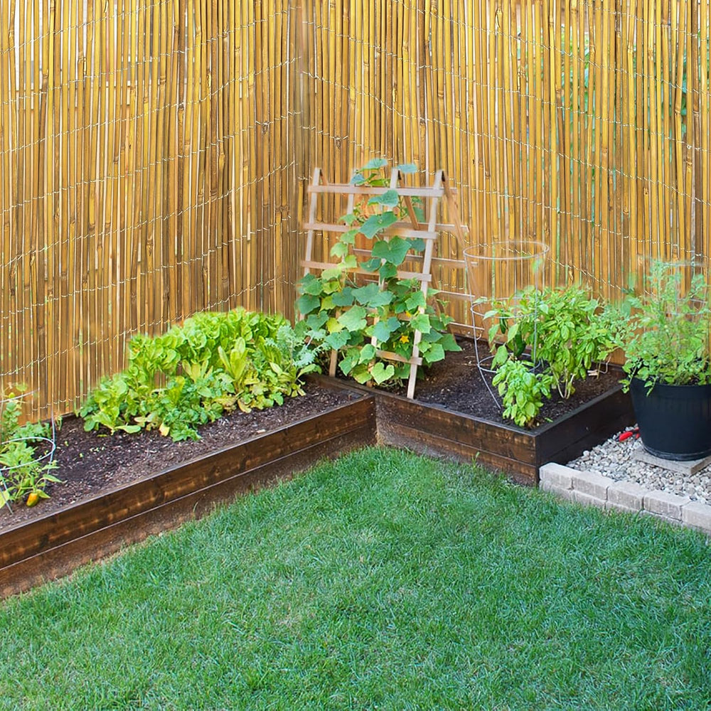 Jollybower 4ft x 8ft x 0.4" D Natural Bamboo Fence, Outdoor Rolled Bambo...