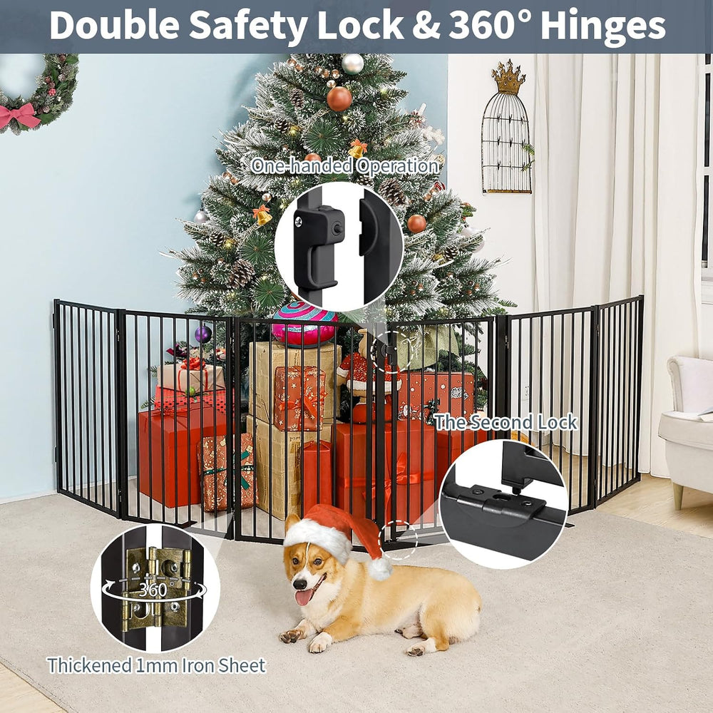 Metal Freestanding Dog Gates with Door for Outdoor Indoor,120'' Extra...