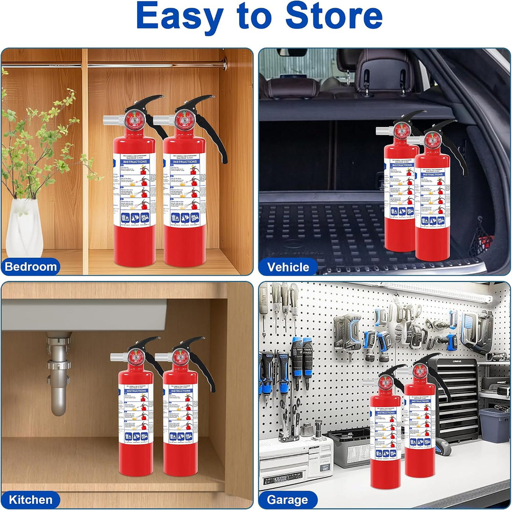 2 Pack ABC Dry Chemical Fire Extinguishers with Mount