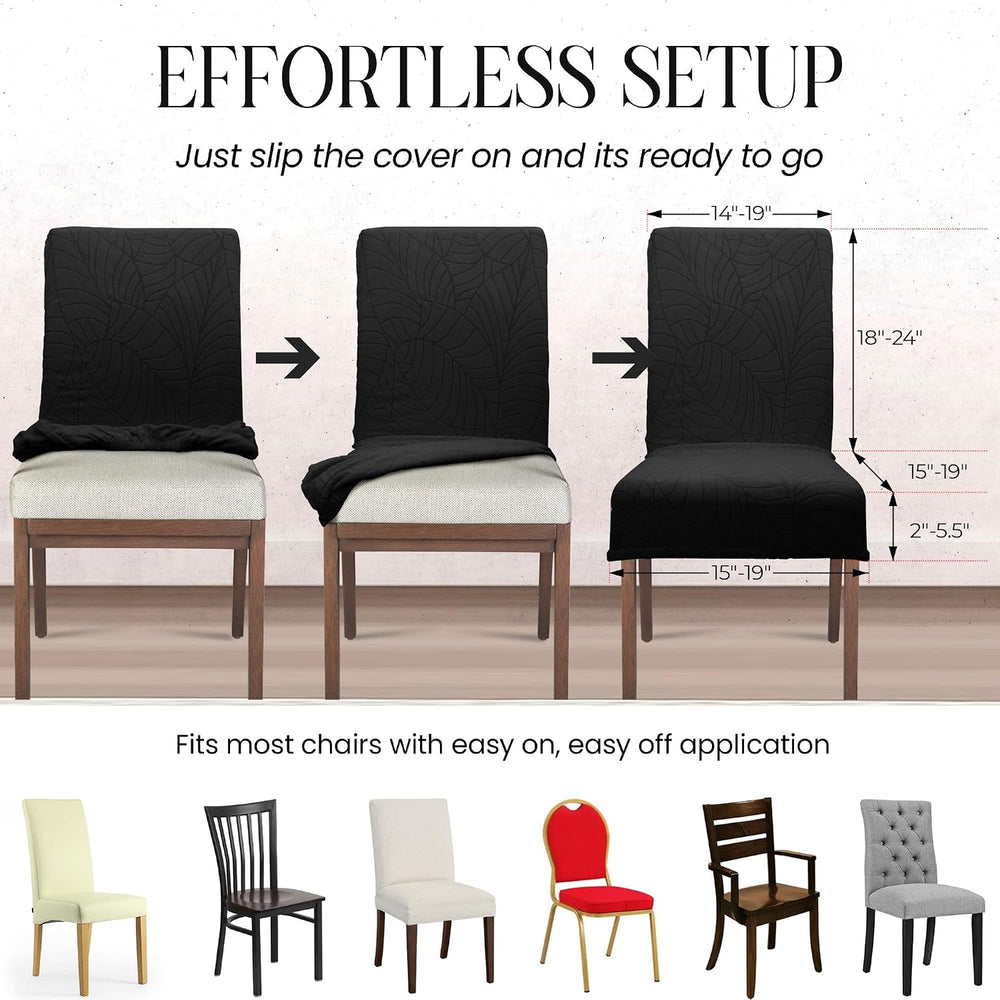 Waterproof Dining Chair Covers Set of 6 - 3 Layers Thick Fabric Parsons Chair...