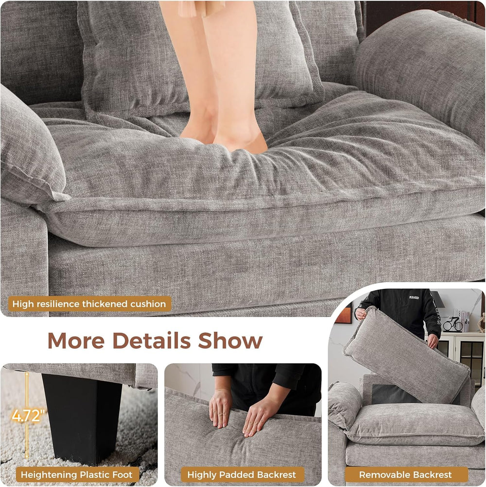 HUSFU Oversized Accent Chair, 50'' W Chenille Cloud Sofa Chair, Gray