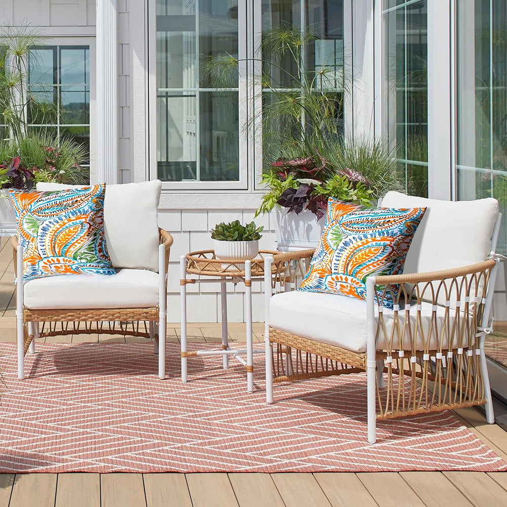 2 Pack Fall Outdoor Pillows, 18x18 Outdoor Throw Pillows Orange