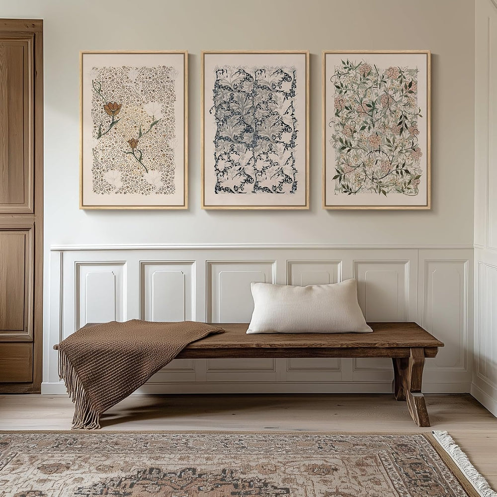 Large Framed William Morris Canvas Wall Art for Living Room, 20x30 In