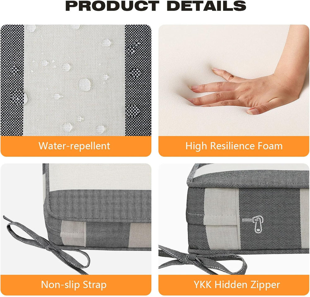 Unimatta Square Corner Seat Cushions, 19" x 19" x 3", Set of 4...