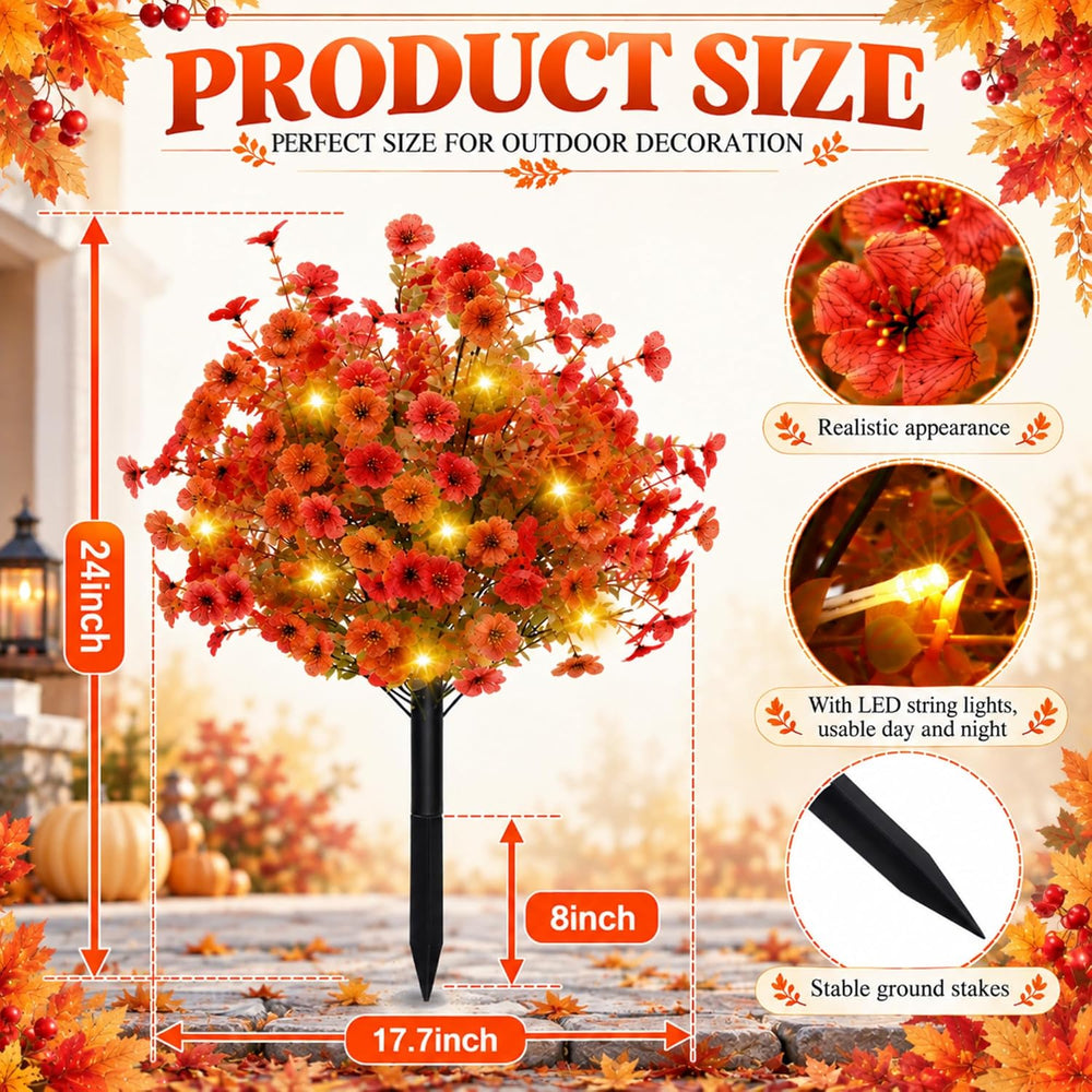 Hotop 3 Pack 24" Fall Artificial Mums Topiary Ball Tree for Outdoor