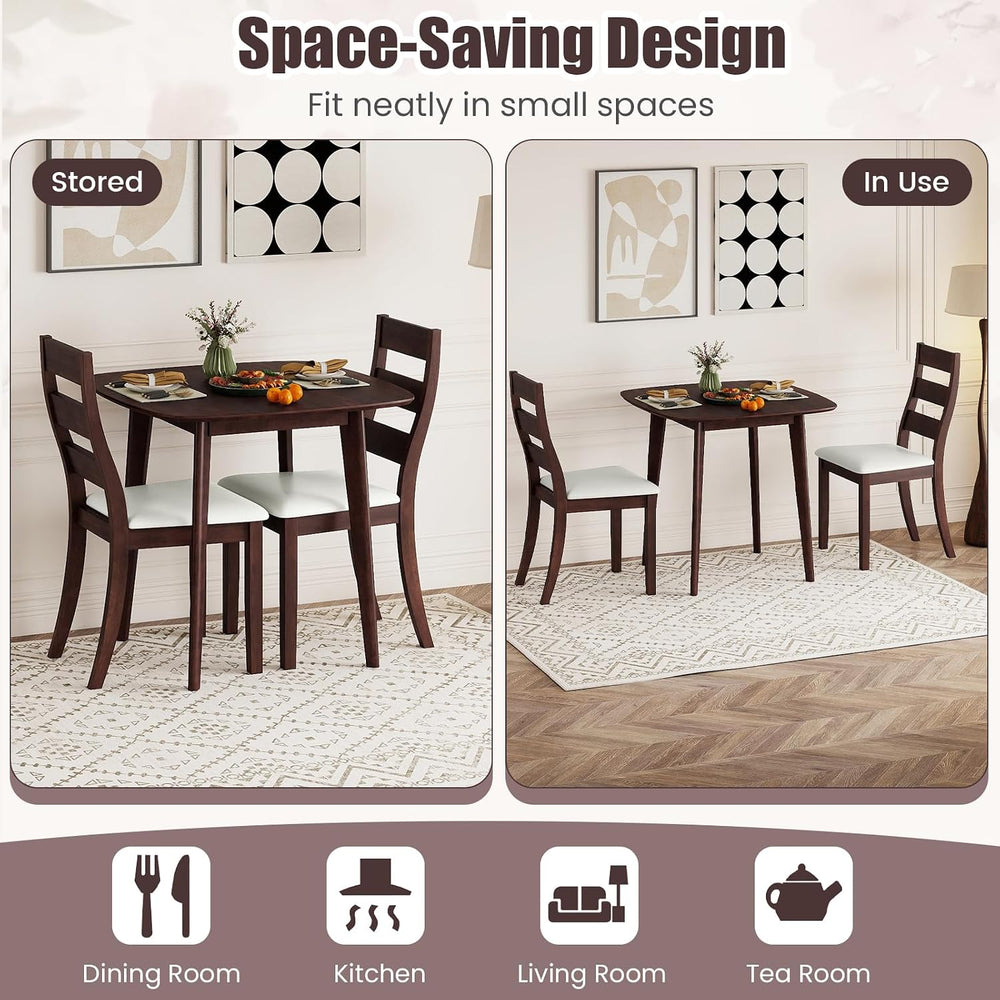 Tangkula Dining Square Table Set for 2, Kitchen Table & Chairs Set of 2