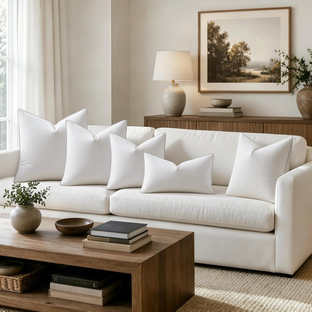 MIULEE 26x26 Euro Feather Down Pillow Inserts Set of 2 Fluffy for Chop Look
