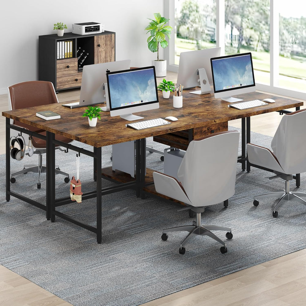 Tribesigns 78.74’’ Two Person Desk with 2 Drawers, Long Double Computer Desk ...
