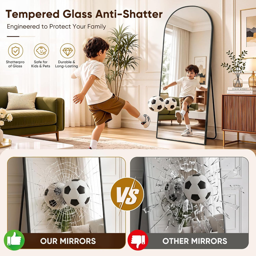 Antok 58"x20" Arched Full Length Mirror with Stand, Floor Mirror, B...