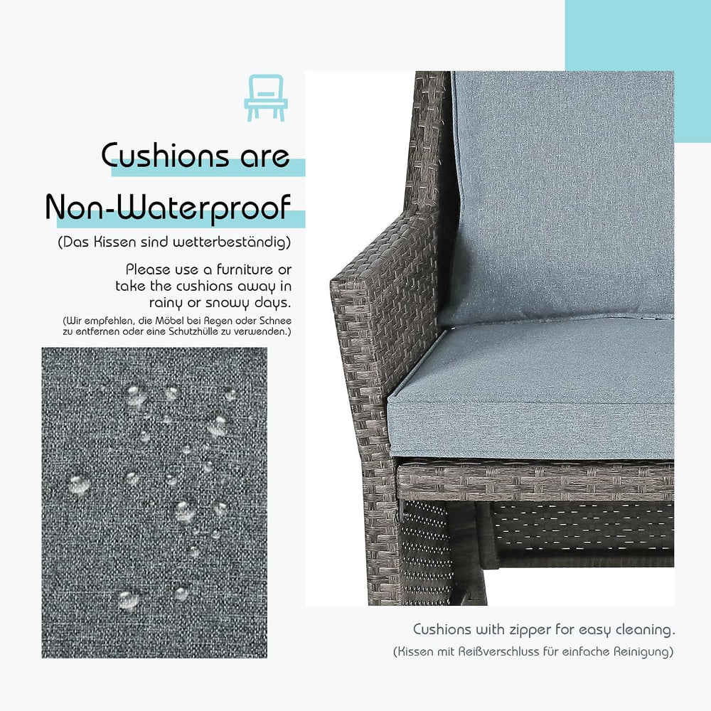 OC Orange-Casual Wicker Patio Loveseat Sofa w/Storage Ottoman, 2 Pcs, Gray
