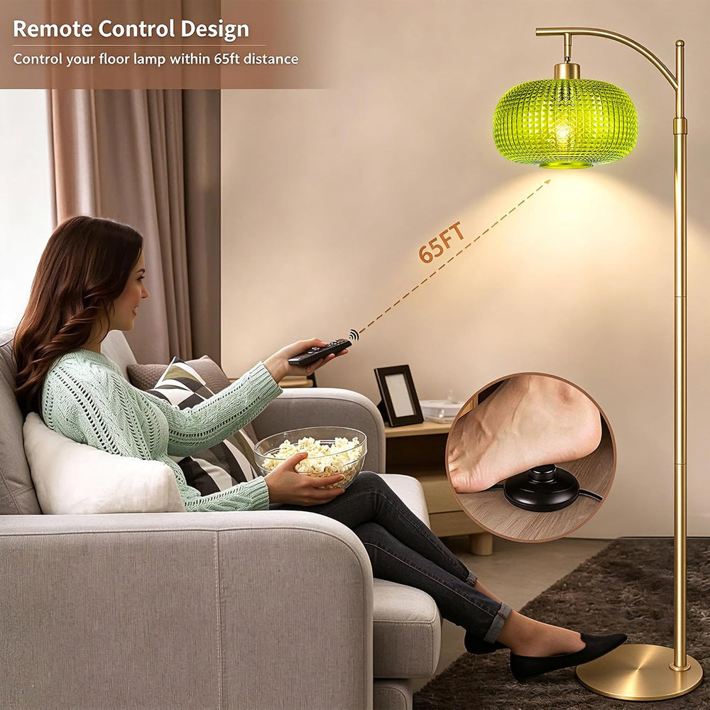 Modern Floor Lamp for Living Room, Mid Century Standing Lamp Green Shade
