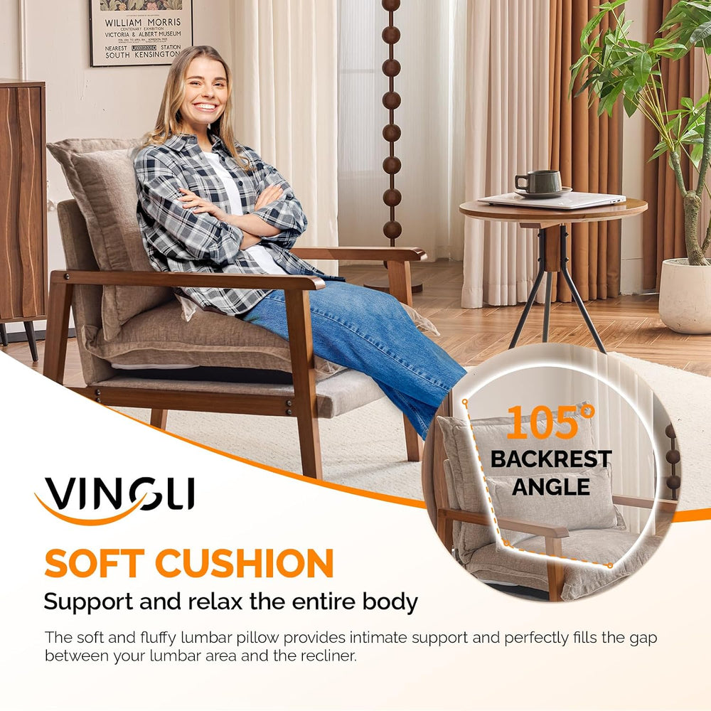 VINGLI Mid-Century Modern Cloud Accent Armchair with Lumbar Pillow, 6.3'&...