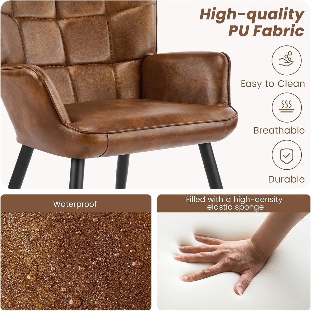 Furniliving PU Leather Armchair, Modern Mid Century Accent Chair with Backres...
