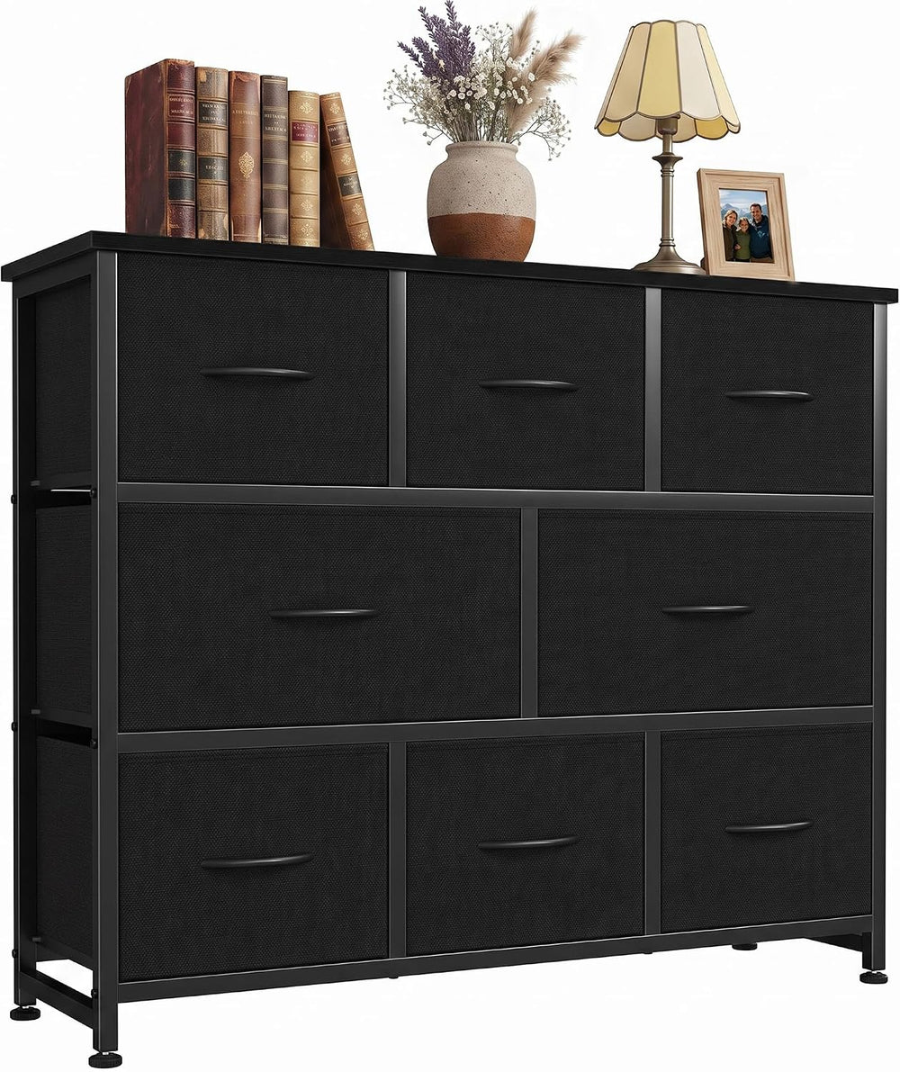 8 Drawer Dresser for Bedroom, Wide Fabric Chest of Drawers, Wood Top