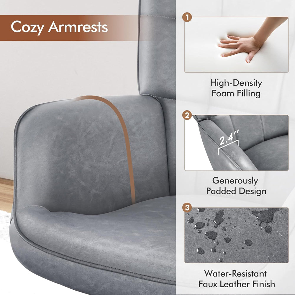 Yaheetech Faux Leather Accent Chair for Living Room Gray